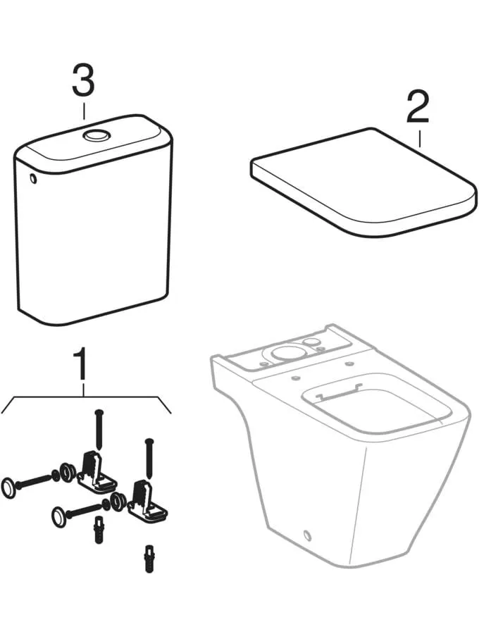 Stand-Tiefspül-WC für Kombination mit Spülkasten „iCon Square“ 35,5 × 40 cm ohne Spülrand, Befestigung verdeckt