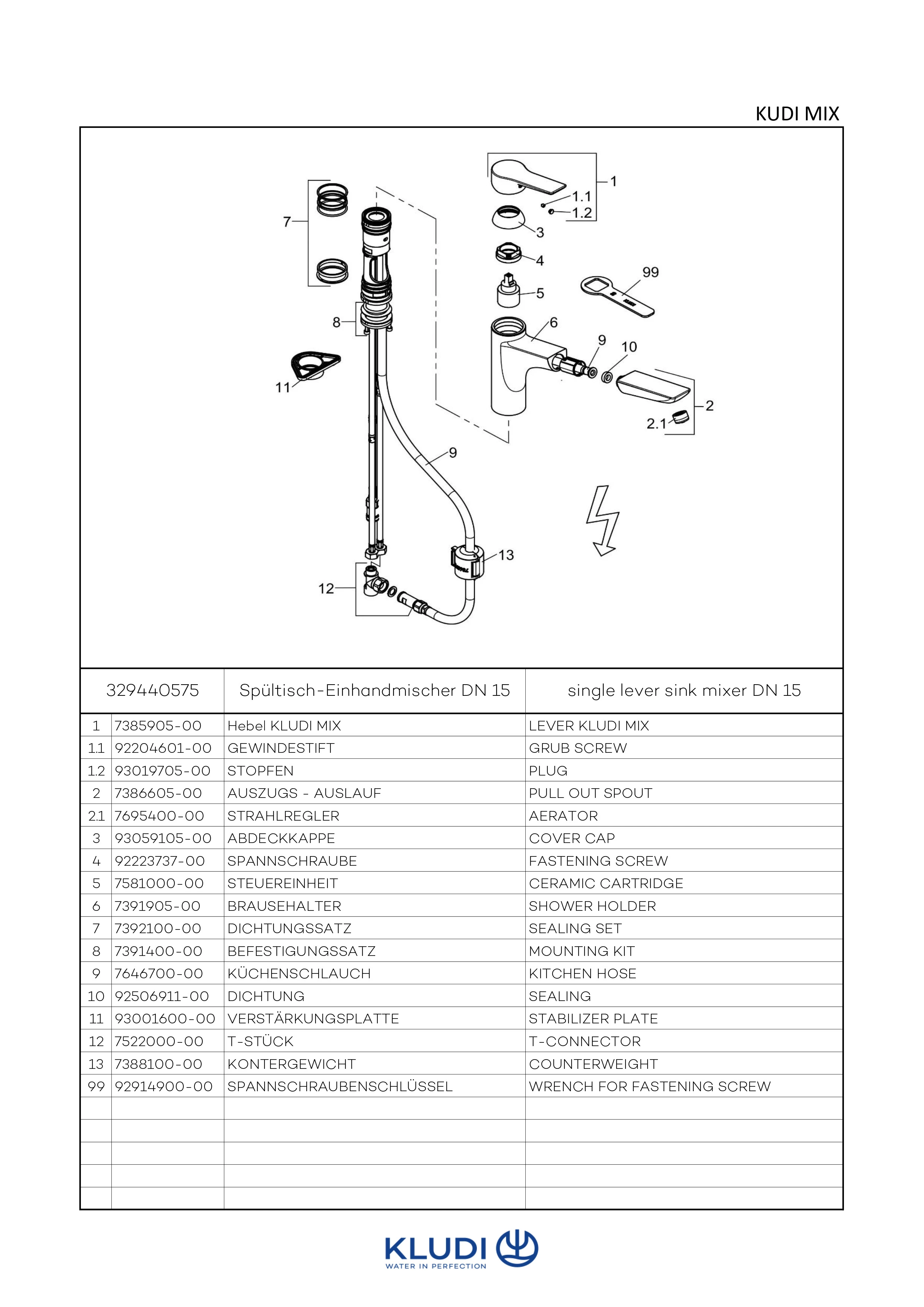 Kludi MIX Spültisch-Multi-EHM ND DN 15, Einhebelmischer, Standmontage, chrom Kludi MIX Spültisch-Multi-EHM ND DN 15, Einhebelmischer, Standmontage, chrom