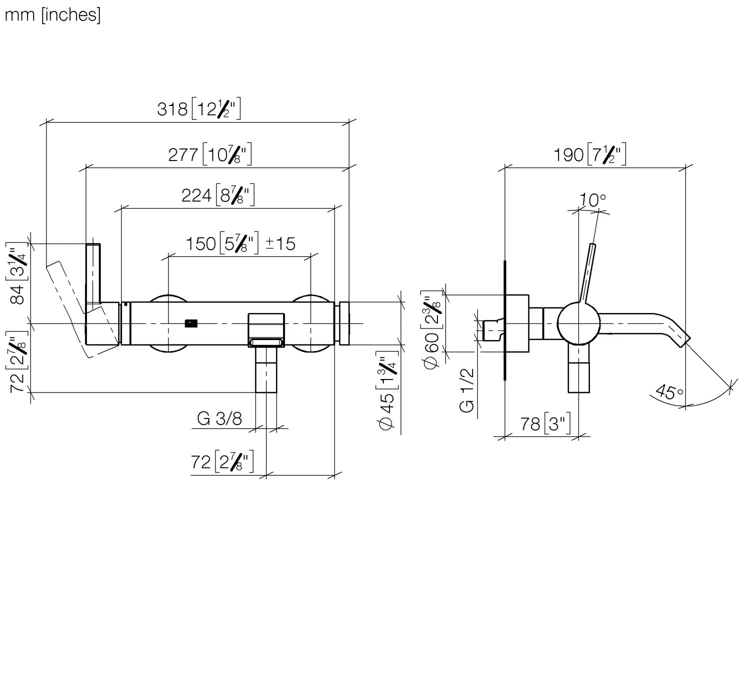 Wannen-Einhandbatterie für Wandmontage ohne Garnitur IMO Chrom 33200671 Wannen-Einhandbatterie für Wandmontage ohne Garnitur IMO Chrom 33200671