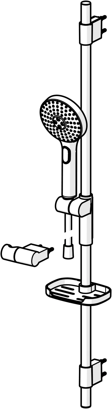 HansaACTIVEJET Wandstangen-Brausenset 8437 3-strahlig Chrom/Hellgrau