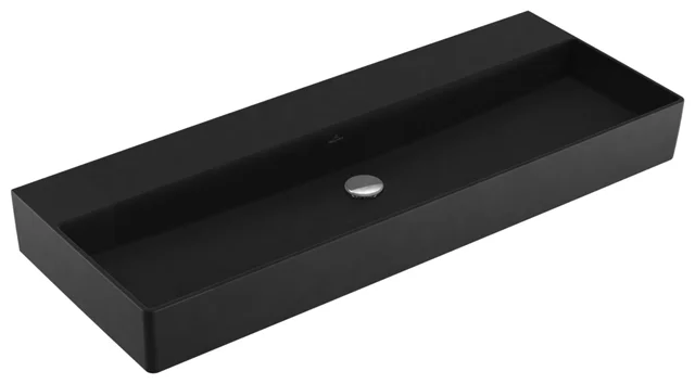 Wandwaschtisch geschliffen „Memento 2.0“, ohne Überlauf, ohne Hahnlochbohrung 120 × 47 cm in Ebony