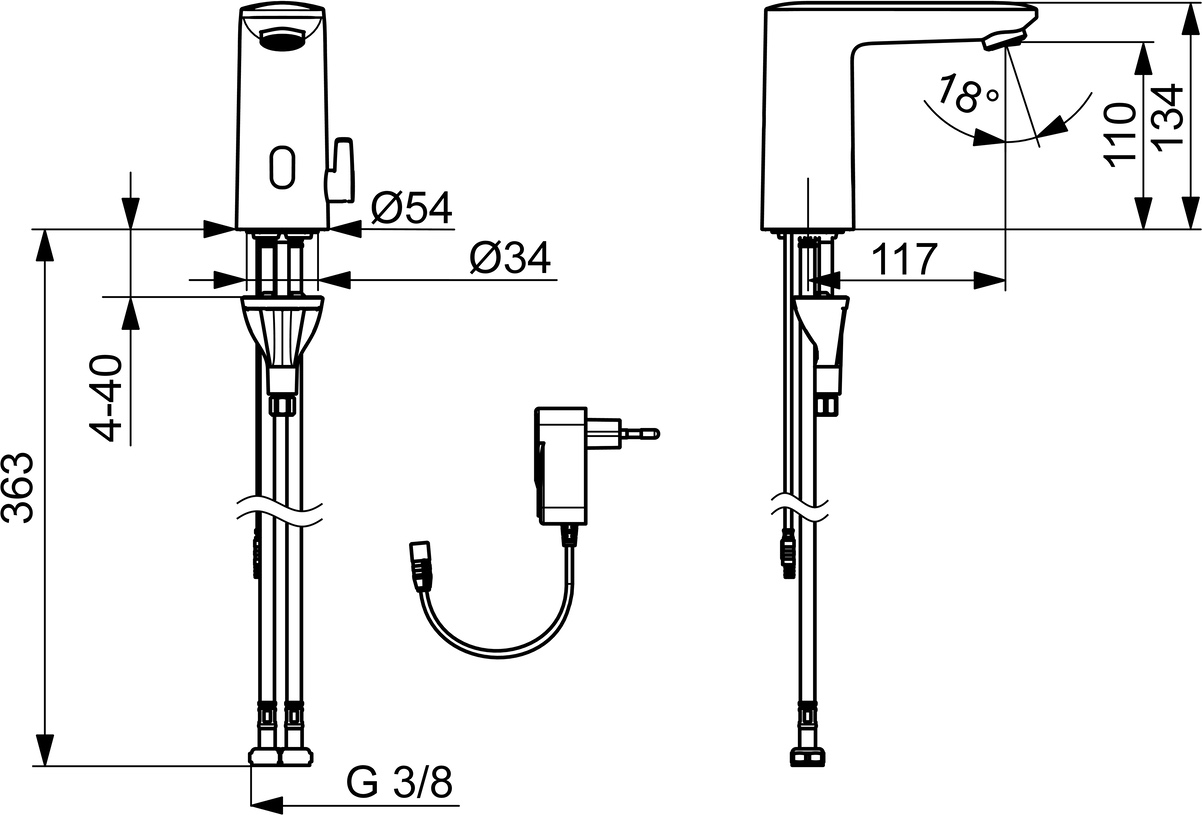 Hansa Waschtischarmatur, elektronisch „Electra“ Ausladung 117 mm in Chrom Hansa Waschtischarmatur, elektronisch „Electra“ Ausladung 117 mm in Chrom