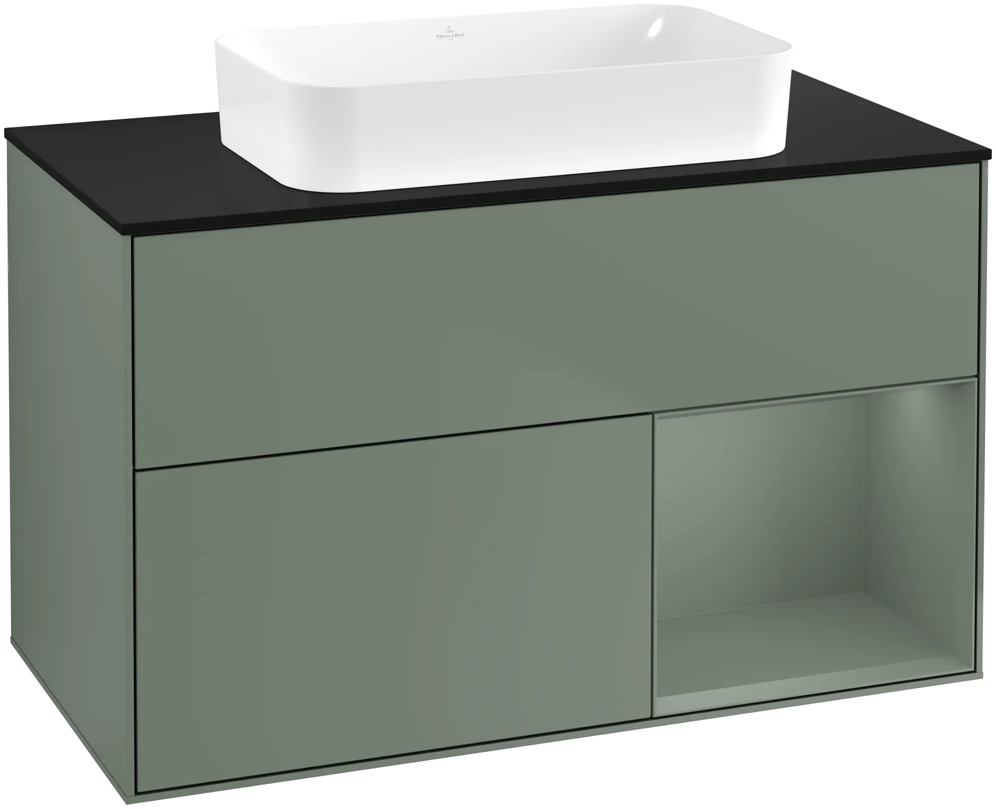 Villeroy & Boch Finion Waschbeckenunterschrank F66 1000x603x501mm Olive Matt Lacquer / Glass Black Matt