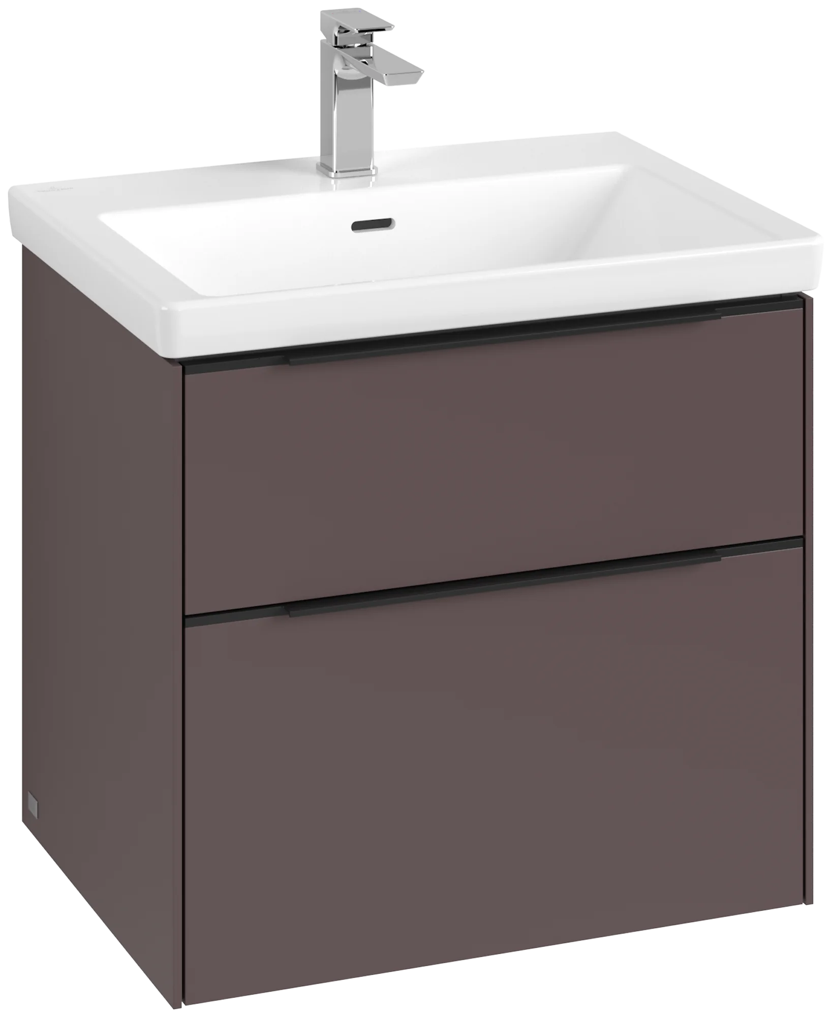 Villeroy & Boch Waschbeckenunterschrank Subway 3.0, Eckig, Dark Berry, 622x462x576 mm, mit SoftClosing, 1 Waschbecken