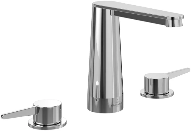 Zweihand-Waschtischarmatur „Conum“ 16,5 cm Ausladung 130 mm in Chrom Zweihand-Waschtischarmatur „Conum“ 16,5 cm Ausladung 130 mm in Chrom