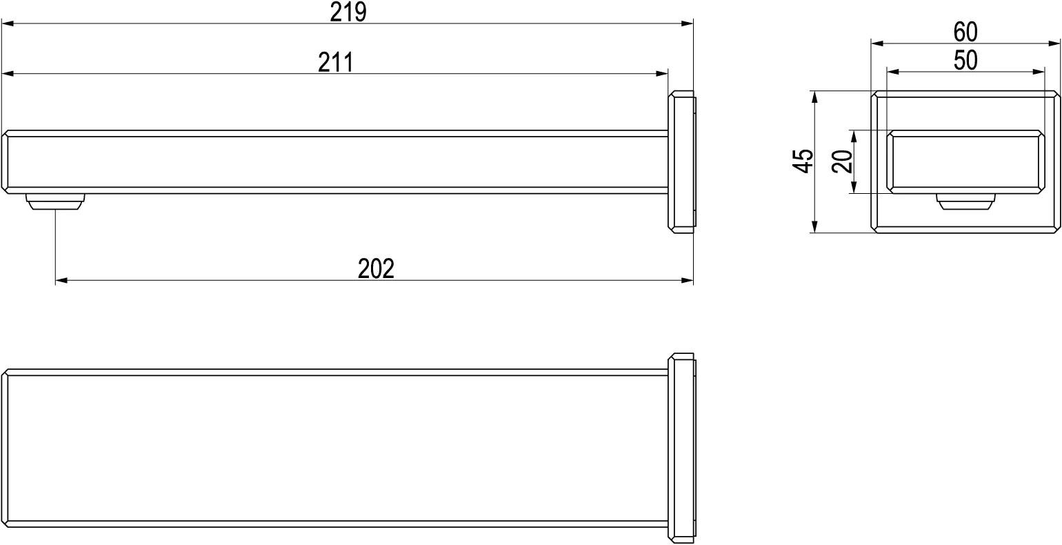 Villeroy & Boch Mettlach Badewannenauslauf TVW126005000, 60x45x219mm, Chrom
