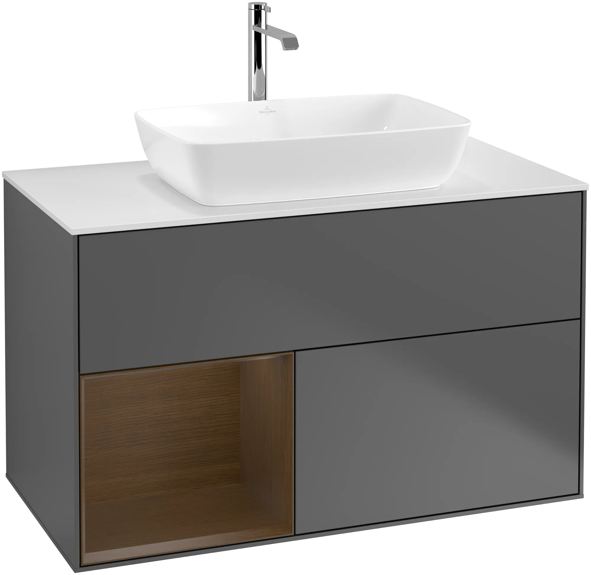 Villeroy & Boch Waschtischunterschrank „Finion“ für Schrankwaschtisch 1000 × 603 × 501 mm Anthracite Matt Lacquer, für Becken mittig, mit Hahnlochbohrung Villeroy & Boch Waschtischunterschrank „Finion“ für Schrankwaschtisch 1000 × 603 × 501 mm Anthracite Matt Lacquer, für Becken mittig, mit Hahnlochbohrung