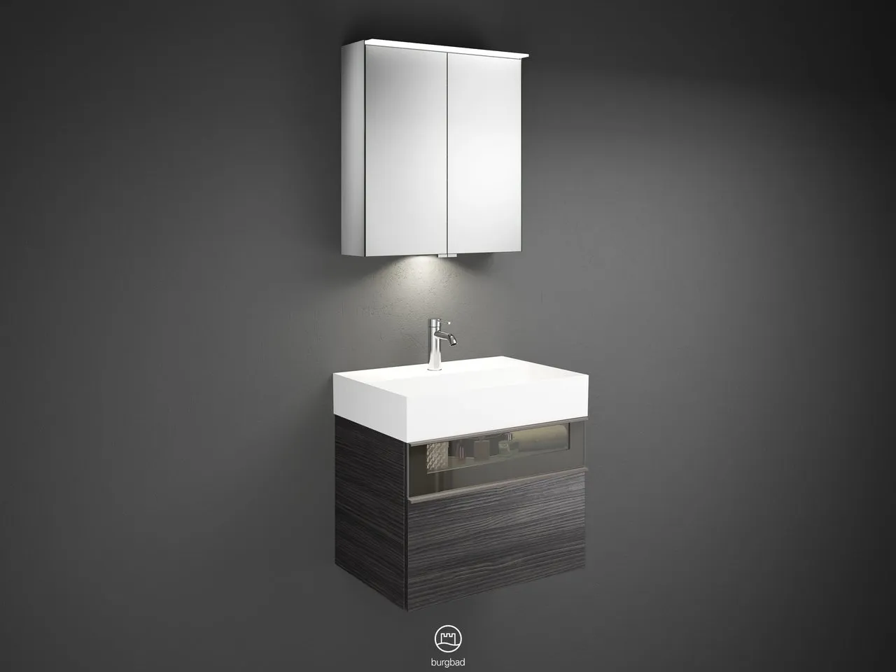 burgbad Yumo SFLA067 Badmöbelset Spiegelschrank mit Mineralguss-Waschtisch burgbad Yumo SFLA067 Badmöbelset Spiegelschrank mit Mineralguss-Waschtisch