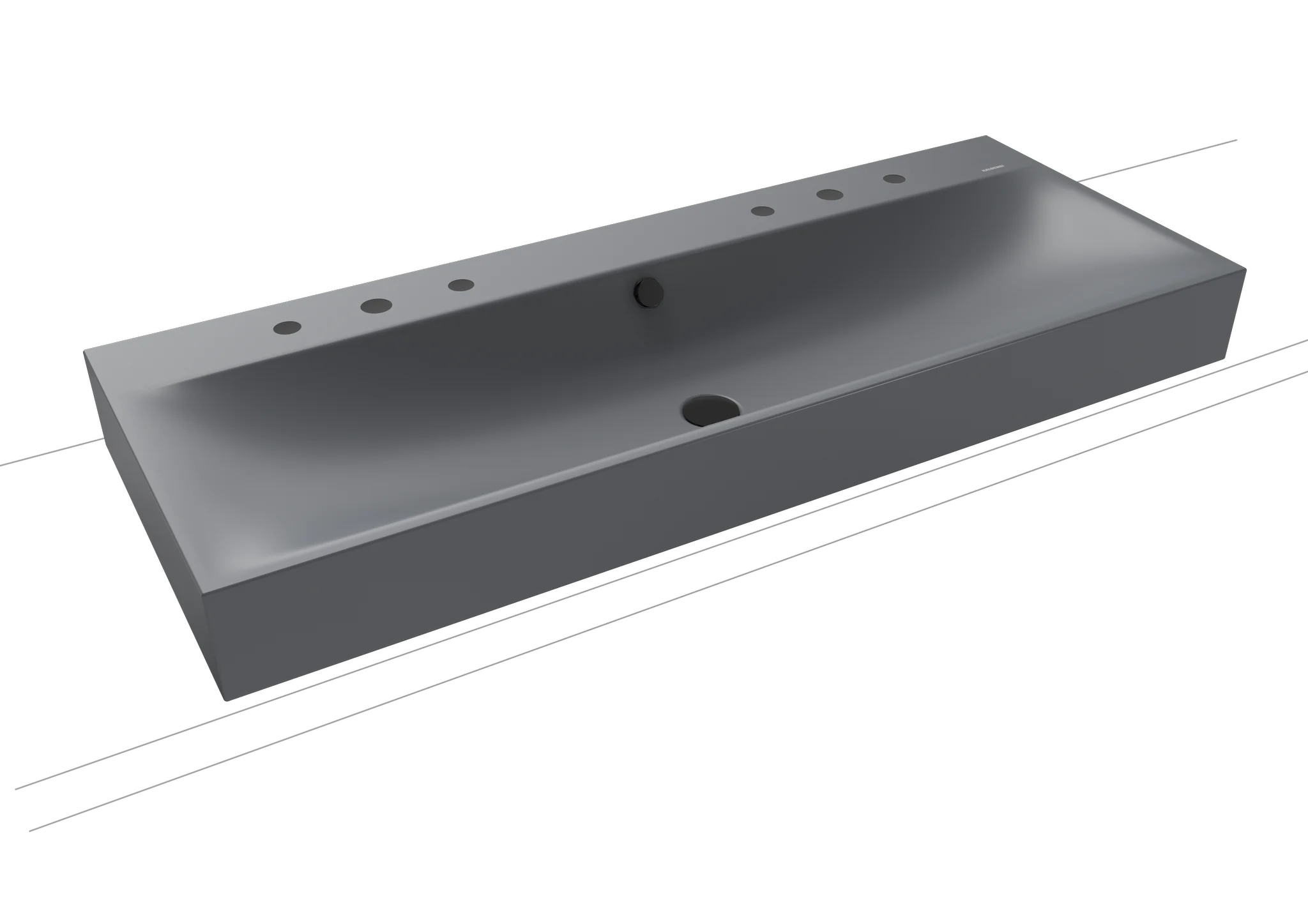 Kaldewei SILENIO Aufsatz-Doppelwaschtisch, 1200x460 mm, Randhöhe 120 mm, Farbe cool grey 70, Perl-Effekt, Antidröhnen, 2x3-er Hahnlochbohrung, mit Überlauf