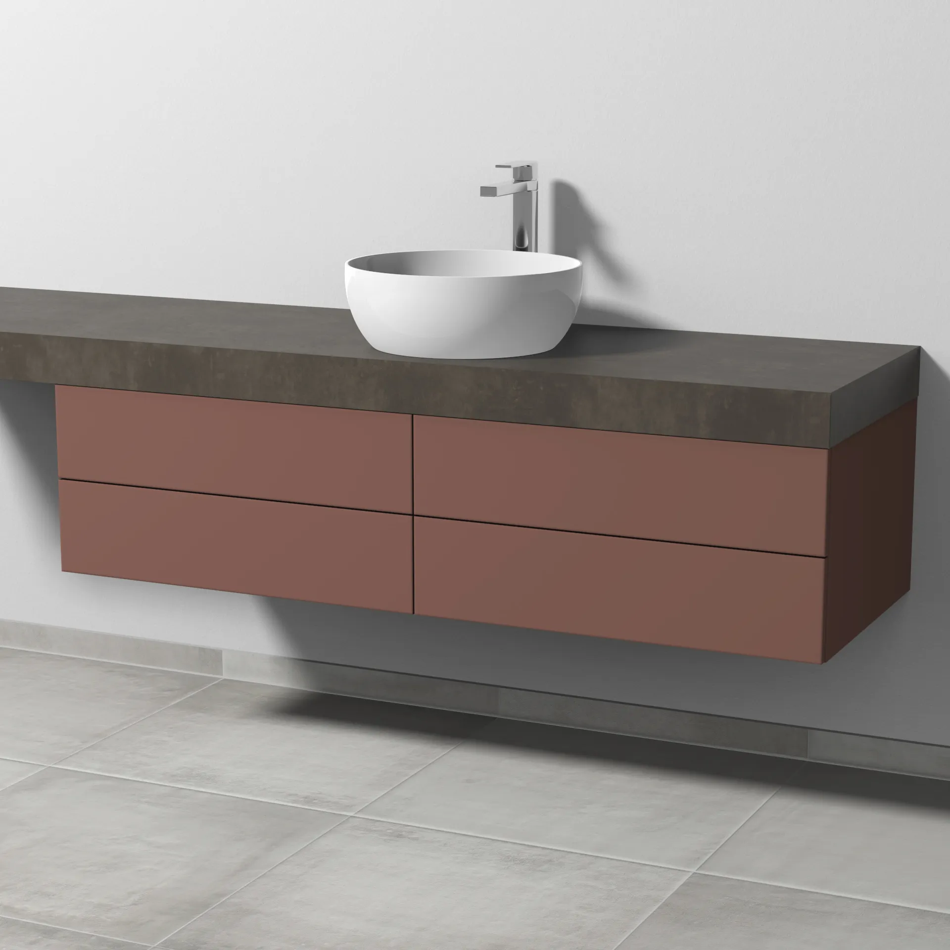 Sanipa Waschtischunterschrank „2morrow“ 1400 × 340 × 520 mm in Wine-Red