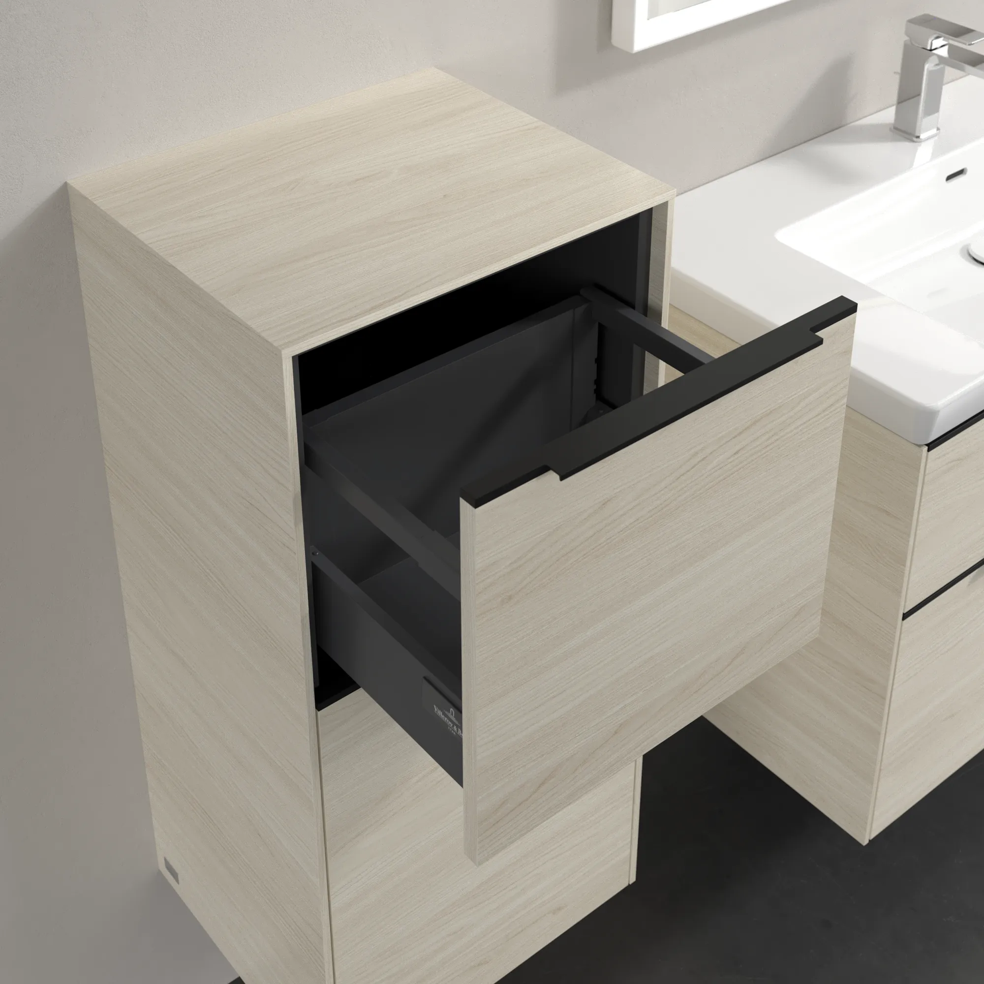 Villeroy & Boch Seitenschrank „Subway 3.0“ 40 × 86 × 36,2 × 36,2 cm 1 Auszug, 1 Tür, Anschlag (Scharnier) links, 1 Tür, Anschlag links