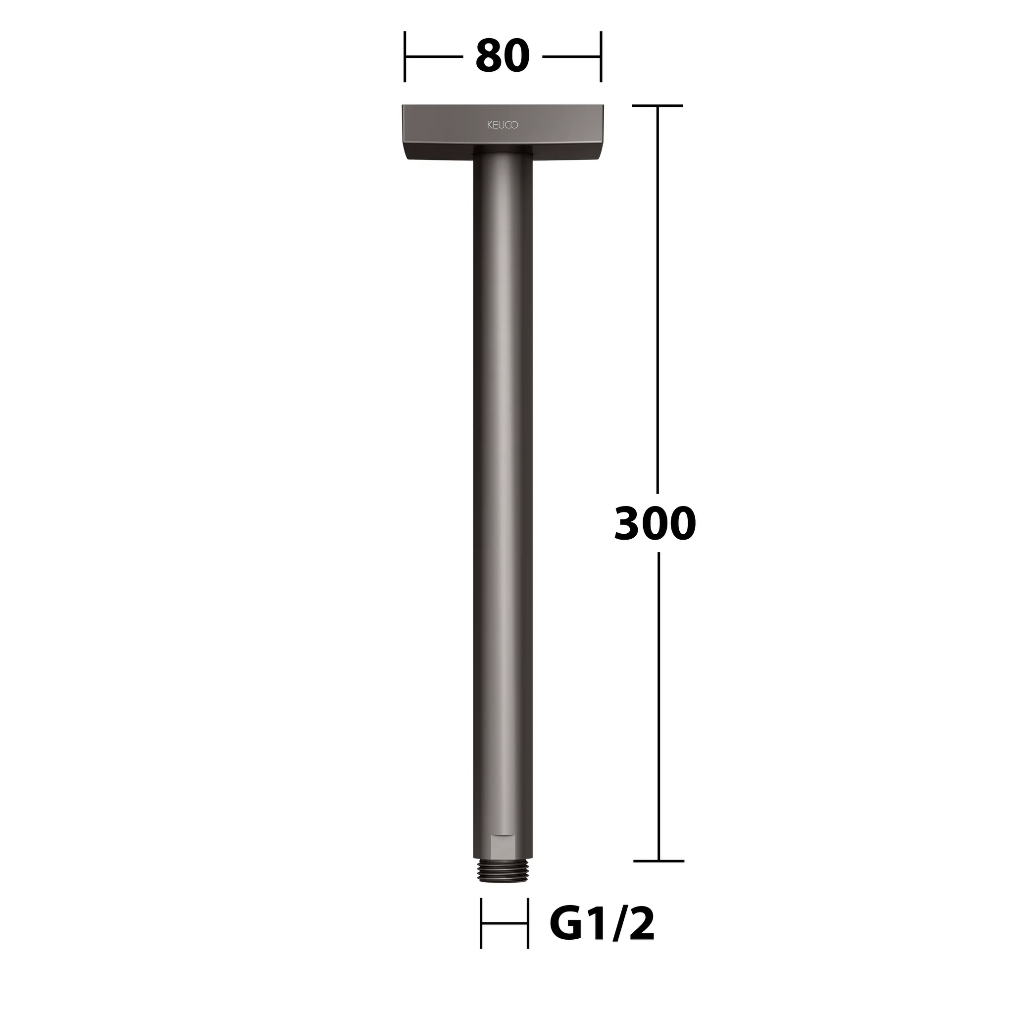 Plan blue Brausearm Deckenanschluss 300 mm Titanschwarz gebürstet Plan blue Brausearm Deckenanschluss 300 mm Titanschwarz gebürstet
