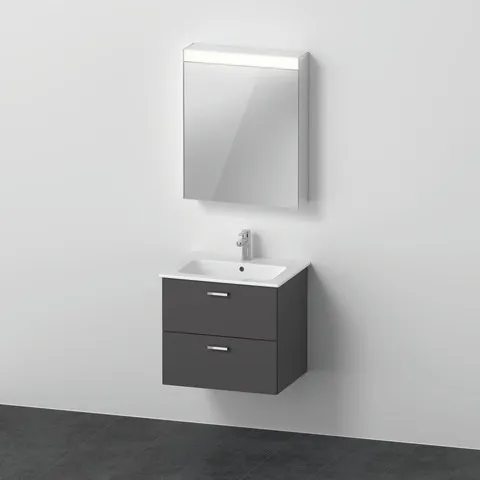 Duravit Waschtischunterschrank Möbelwaschtisch mit Waschtischunterbau und Spiegelschrank „XBase“ 63 × 200 × 49 cm in Graphit Matt