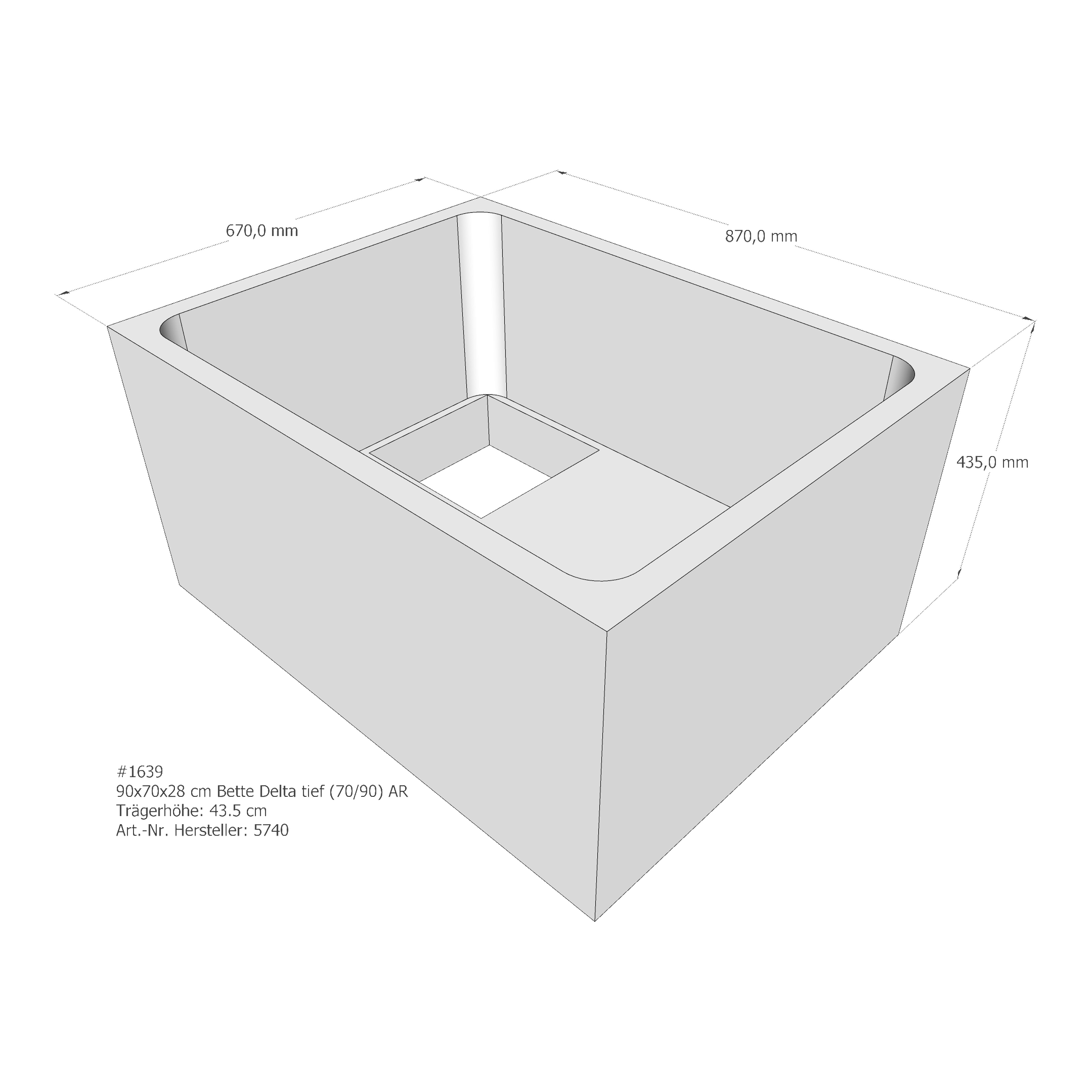 Duschwannenträger für Bette Delta (tief) 90 × 70 × 28 cm Breite: 70 cm / Länge: 90 cm Duschwannenträger für Bette Delta (tief) 90 × 70 × 28 cm Breite: 70 cm / Länge: 90 cm