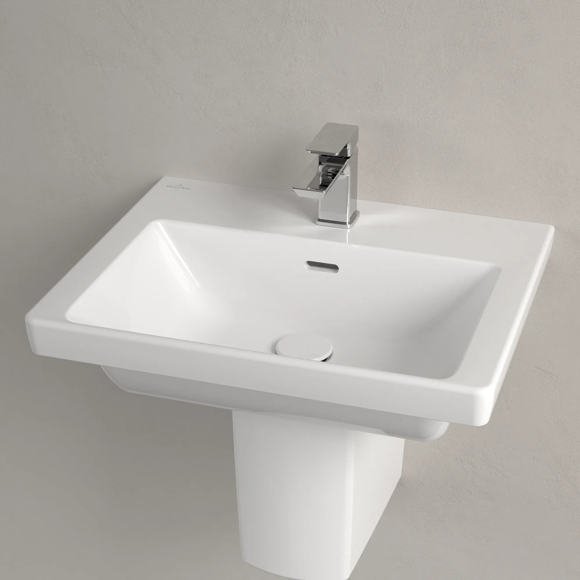 Villeroy & Boch Subway 3.0 Wandwaschbecken, 550x440x165mm, weiß Alpin, glänzend, mit Überlauf, für 3-Loch-Armatur