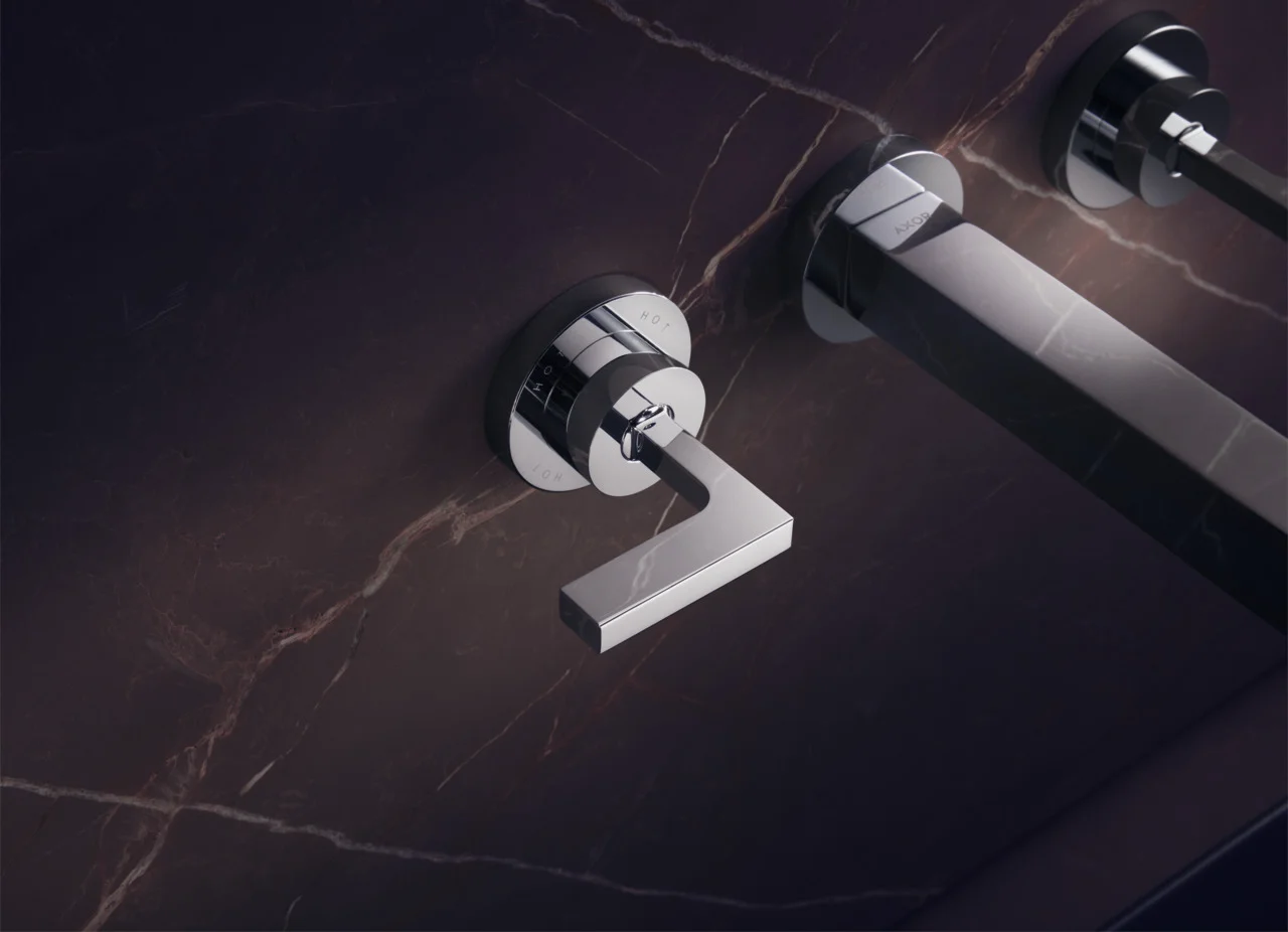 Hansgrohe AXOR Citterio 3-Loch Waschtischarmatur Unterputz, Chrom, Ausladung 222 mm, Hebelgriff, Normalstrahl