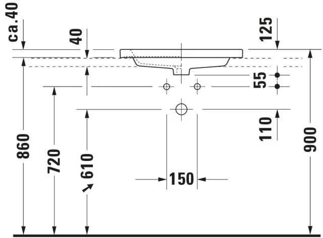 Einbauwaschtisch „2nd floor“ 60 × 43 × 12,5 cm, Hahnlochposition mittig Einbauwaschtisch „2nd floor“ 60 × 43 × 12,5 cm, Hahnlochposition mittig