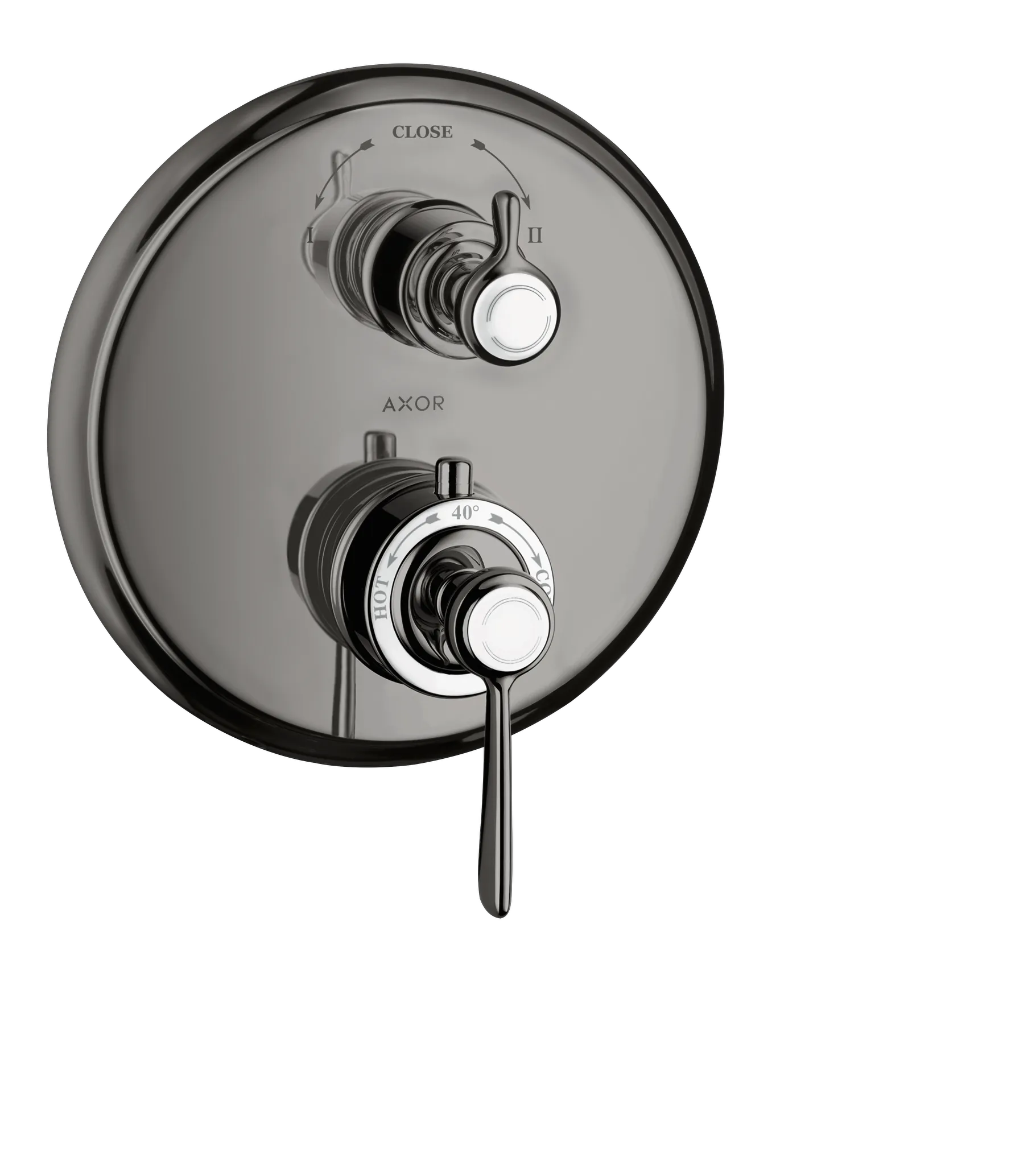 Hansgrohe AXOR Montreux Thermostat Unterputz mit Hebelgriff und Ab- und Umstellventil, Polished Black Chrome