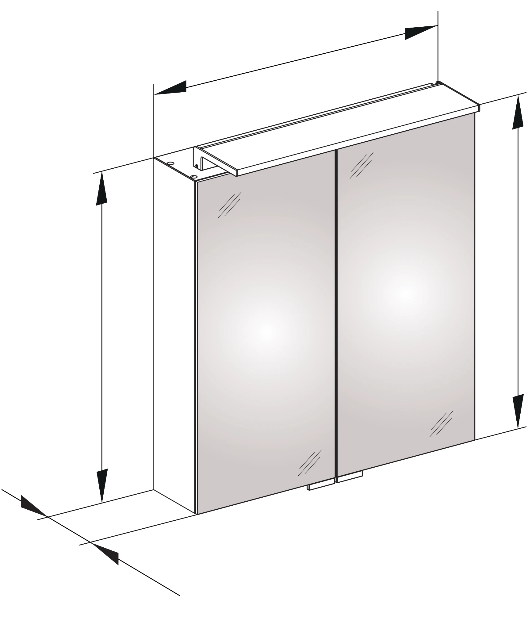 Royal L1 13602171302 Spiegelschrank Royal L1 mit 2 Schubkästen 650 × 742 × 150 mm silber-eloxiert