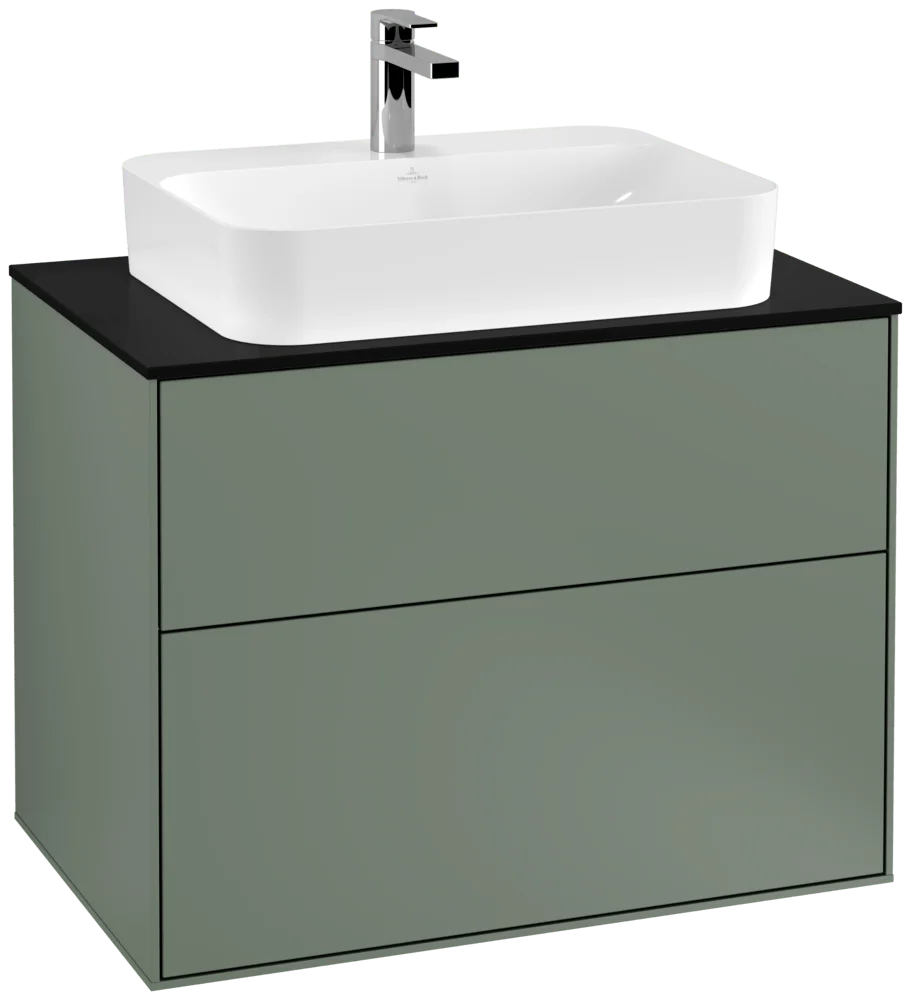 Villeroy & Boch Finion Waschbeckenunterschrank G34 800x603x501mm Olive Matt Lacquer / Glass Black Matt