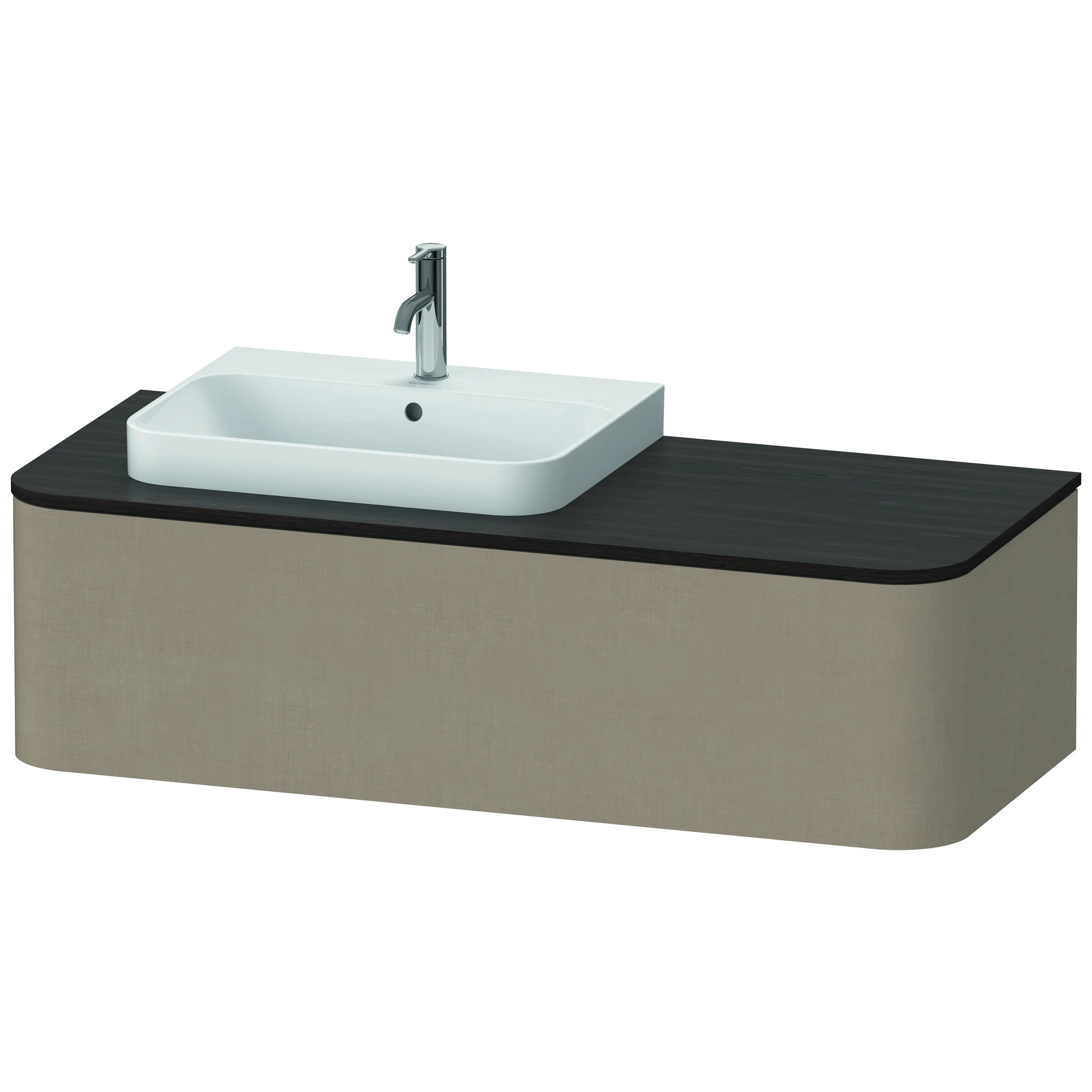 Duravit Waschtischunterschrank wandhängend „Happy D.2 Plus“ 130 × 35,4 × 55 cm Leinen, links Duravit Waschtischunterschrank wandhängend „Happy D.2 Plus“ 130 × 35,4 × 55 cm Leinen, links