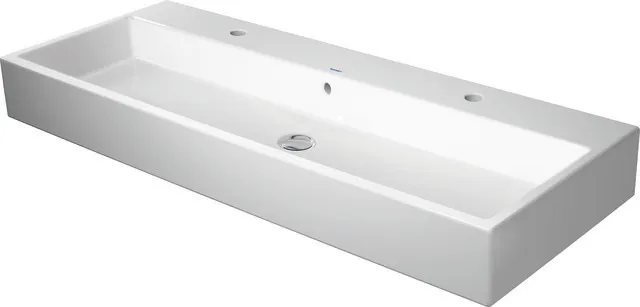 Duravit Waschtisch Vero Air 1200 mm, weiß Hochglanz, 2 Waschplätze, 1 Becken, Hahnlochbank, Überlauf, geschliffene Unterseite