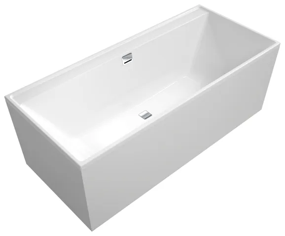 Villeroy & Boch Badewanne „Collaro“ rechteck 180 × 80 cm, Mittelablauf in Weiß Alpin