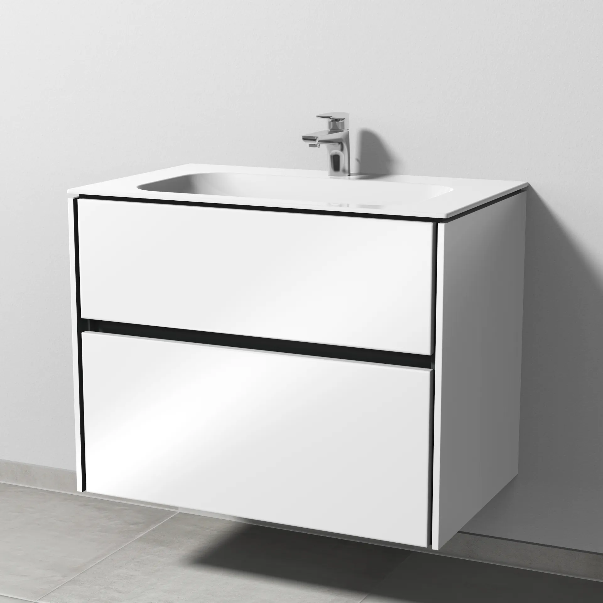 Keramik-Waschtisch-Set mit Waschtischunterschrank „Twiga“ 79 × 50 × 61 cm in Weiß (glanz), mit Hahnlochbohrung, ohne Beleuchtung Keramik-Waschtisch-Set mit Waschtischunterschrank „Twiga“ 79 × 50 × 61 cm in Weiß (glanz), mit Hahnlochbohrung, ohne Beleuchtung