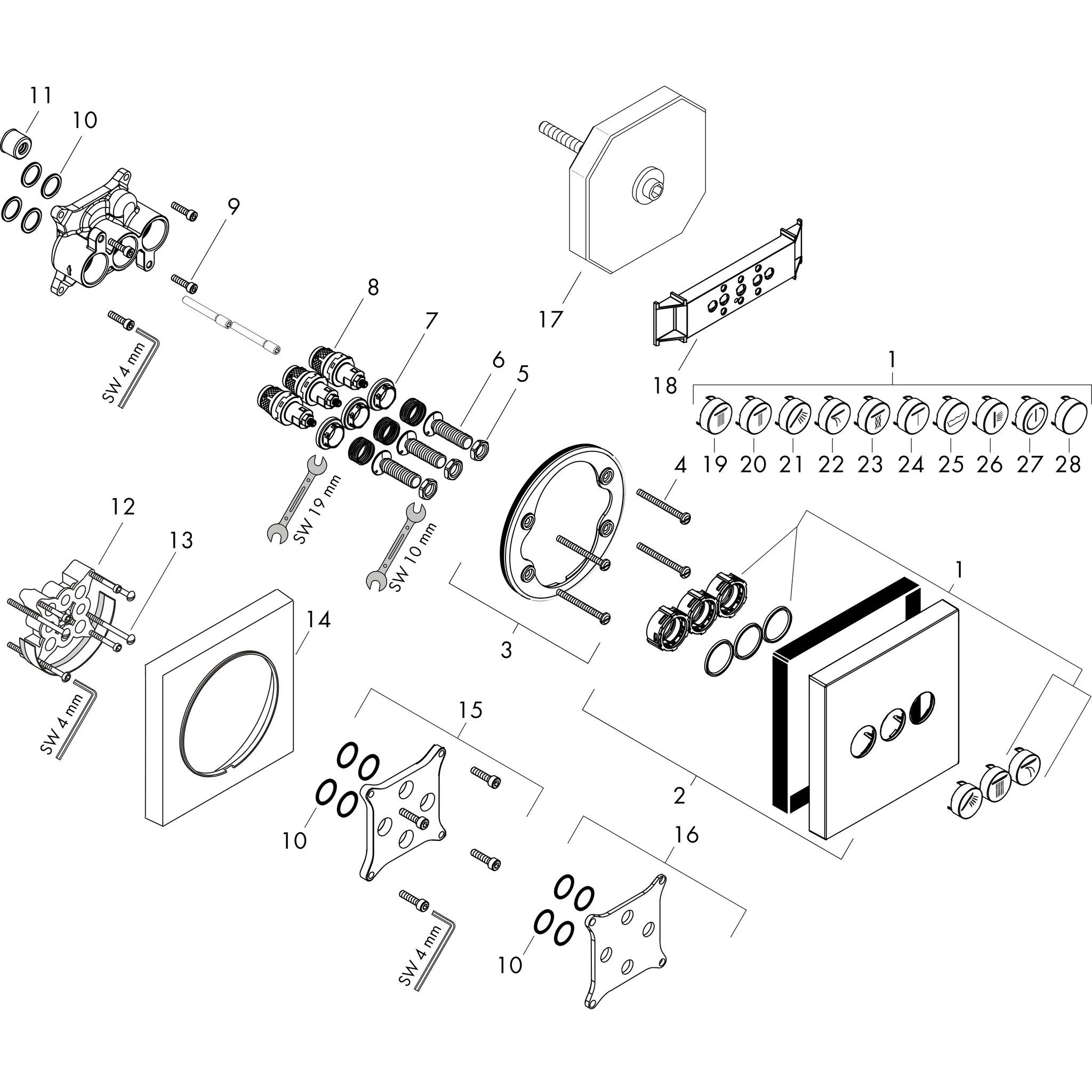 Absperrventil Unterputz ShowerSelect Fertigset 3 Verbraucher chrom Absperrventil Unterputz ShowerSelect Fertigset 3 Verbraucher chrom
