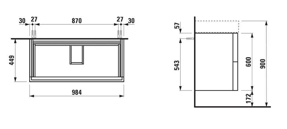 Laufen Waschtischunterbau „Kartell“ 450 × 600 × 985 mm Weiß matt