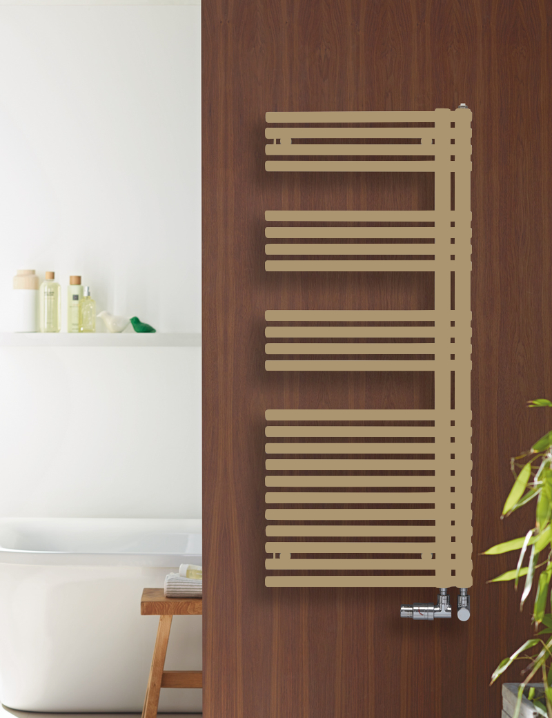 Zehnder Design-Handtuchwärmer „Forma Asym“ 49,6 × 116,1 cm in Champagne Zehnder Design-Handtuchwärmer „Forma Asym“ 49,6 × 116,1 cm in Champagne
