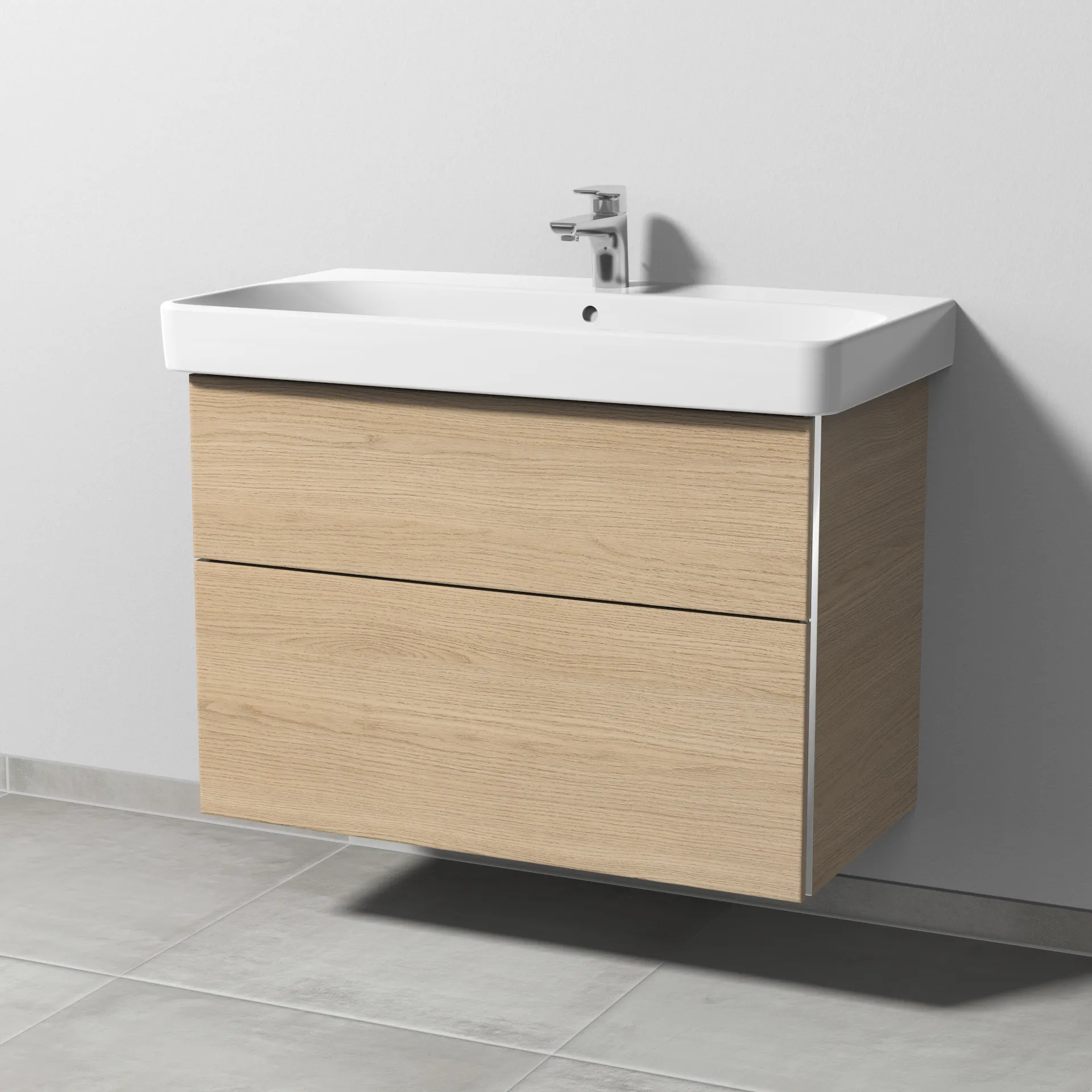 Sanipa Waschtischunterschrank „3way“ passend zu Keramik-Waschtische Smyle Square von Geberit 830 × 593 × 442 mm in Eiche Nordic
