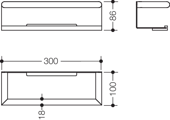 HEWI Ablage „System 162“ in 8,6 × 10 cm