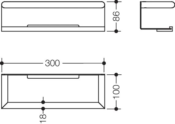 HEWI Ablage „System 162“ in 8,6 × 10 cm HEWI Ablage „System 162“ in 8,6 × 10 cm