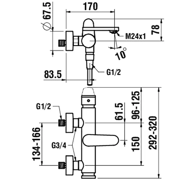 Einhebel-Wannenmischer Aufputz THE NEW CLASSIC mit Zubehör Kunststoffschlauch 1600 mm und Handbrause TwinStick chrom Einhebel-Wannenmischer Aufputz THE NEW CLASSIC mit Zubehör Kunststoffschlauch 1600 mm und Handbrause TwinStick chrom
