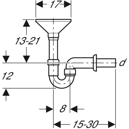 Rohrbogengeruchsverschluss für Geräte, mit Trichter oval: d=50mm, weiß-alpin