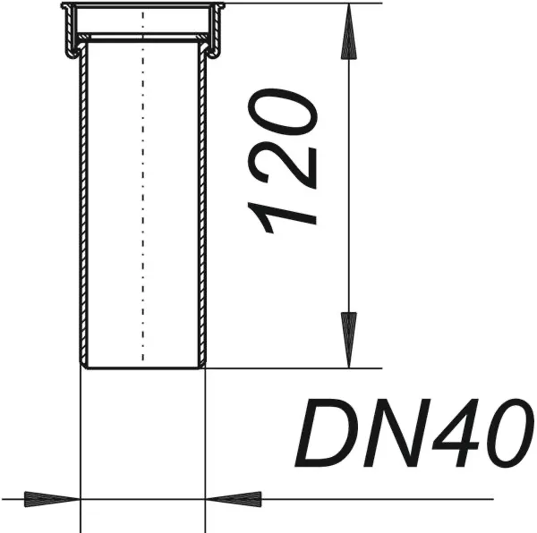 Tauchrohr 010/0, 120 mm, 1 1/2″ x DN 40 Tauchrohr 010/0, 120 mm, 1 1/2″ x DN 40