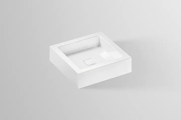 Waschbecken „Q-Serie“ 450 × 110 mm, ohne Hahnlochbohrung, mittig mit ProShield Waschbecken „Q-Serie“ 450 × 110 mm, ohne Hahnlochbohrung, mittig mit ProShield