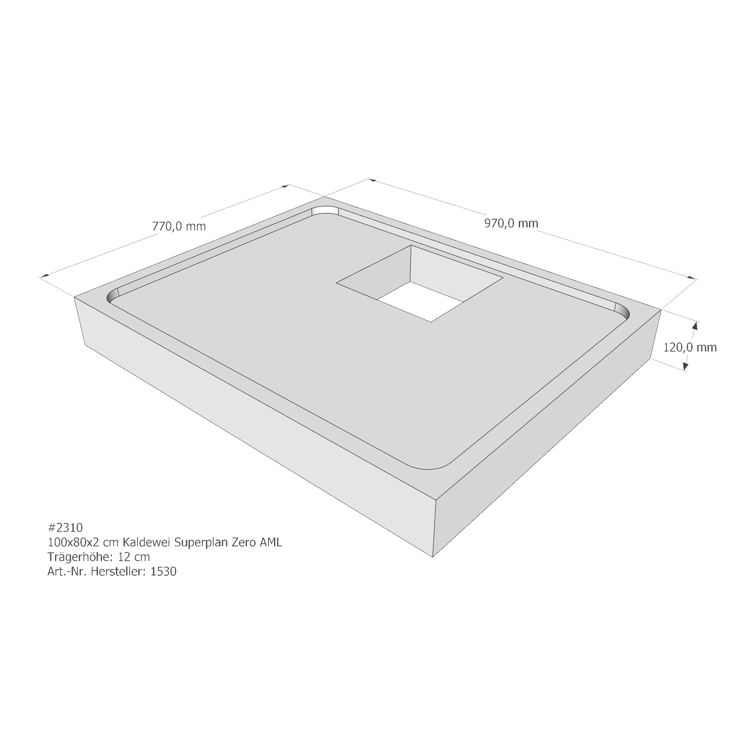 Duschwannenträger für Kaldewei Superplan Zero 100 × 80 × 2 cm