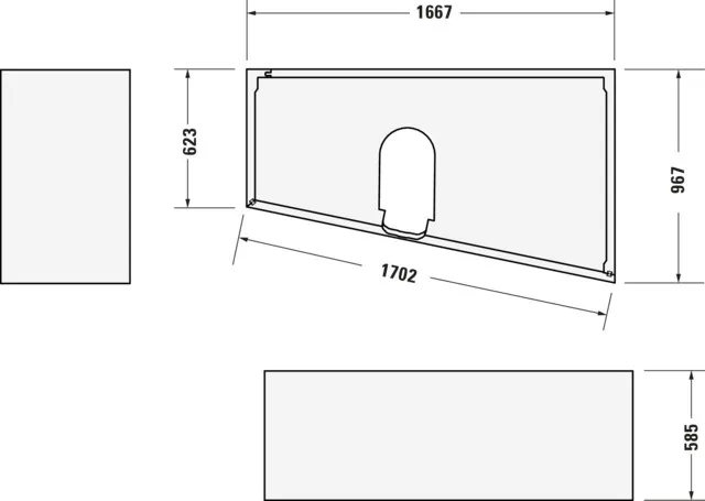 Duravit Badewanne „No.1“ trapez 170 × 100 cm, rechts