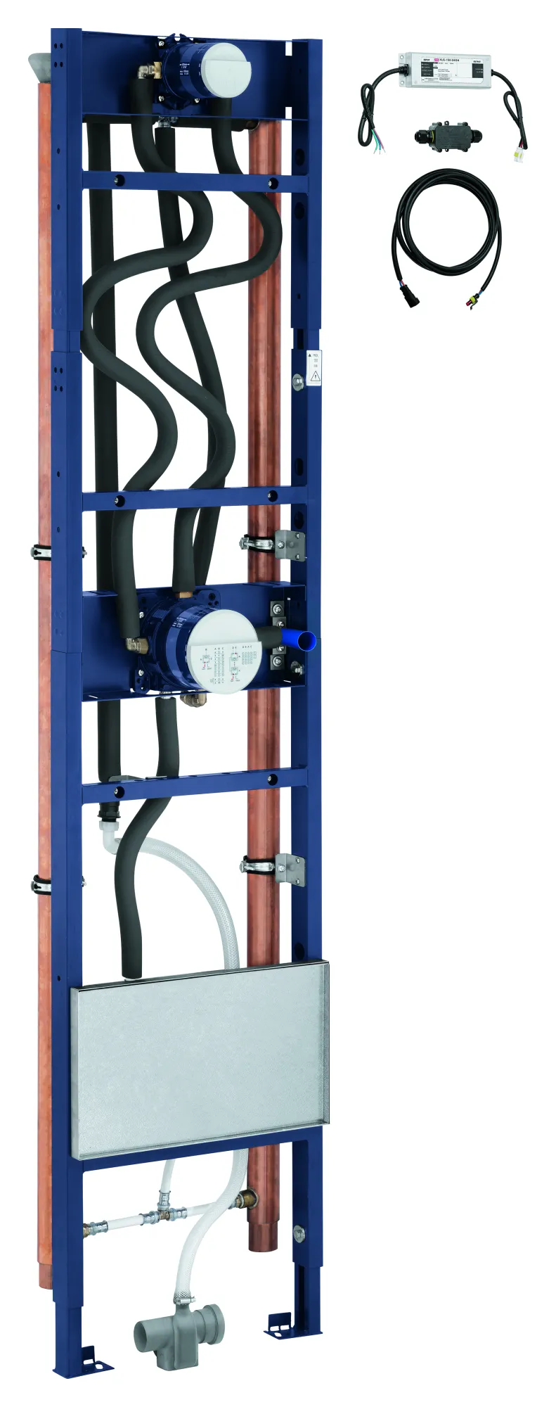 Rapido Duschrahmen Duo Heat Recovery+ 105786, Element für DUO Brausen Unterputz-Installationen, für Brauseninstallationen mit einer Handbrause und einer Duo Kopfbrause, mit System zur Wärmerückgewinnung aus Abwasser, zwei Wärmetauscher