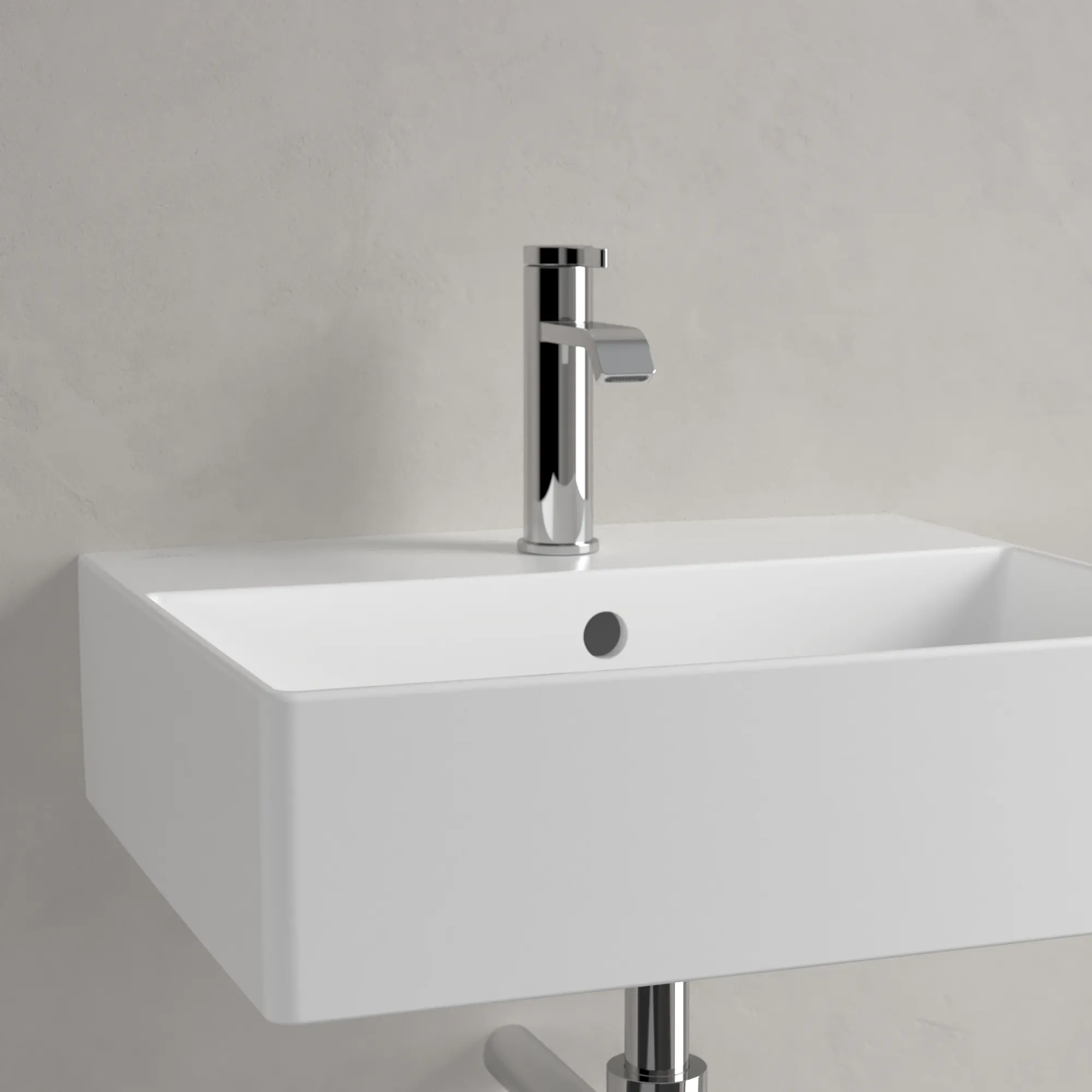 Villeroy & Boch Wandwaschtisch aus TitanCeram „Memento 2.0“ 500 × 420 × 140 mm, mit Hahnlochbohrung, Hahnlochposition mittig in Stone White Villeroy & Boch Wandwaschtisch aus TitanCeram „Memento 2.0“ 500 × 420 × 140 mm, mit Hahnlochbohrung, Hahnlochposition mittig in Stone White