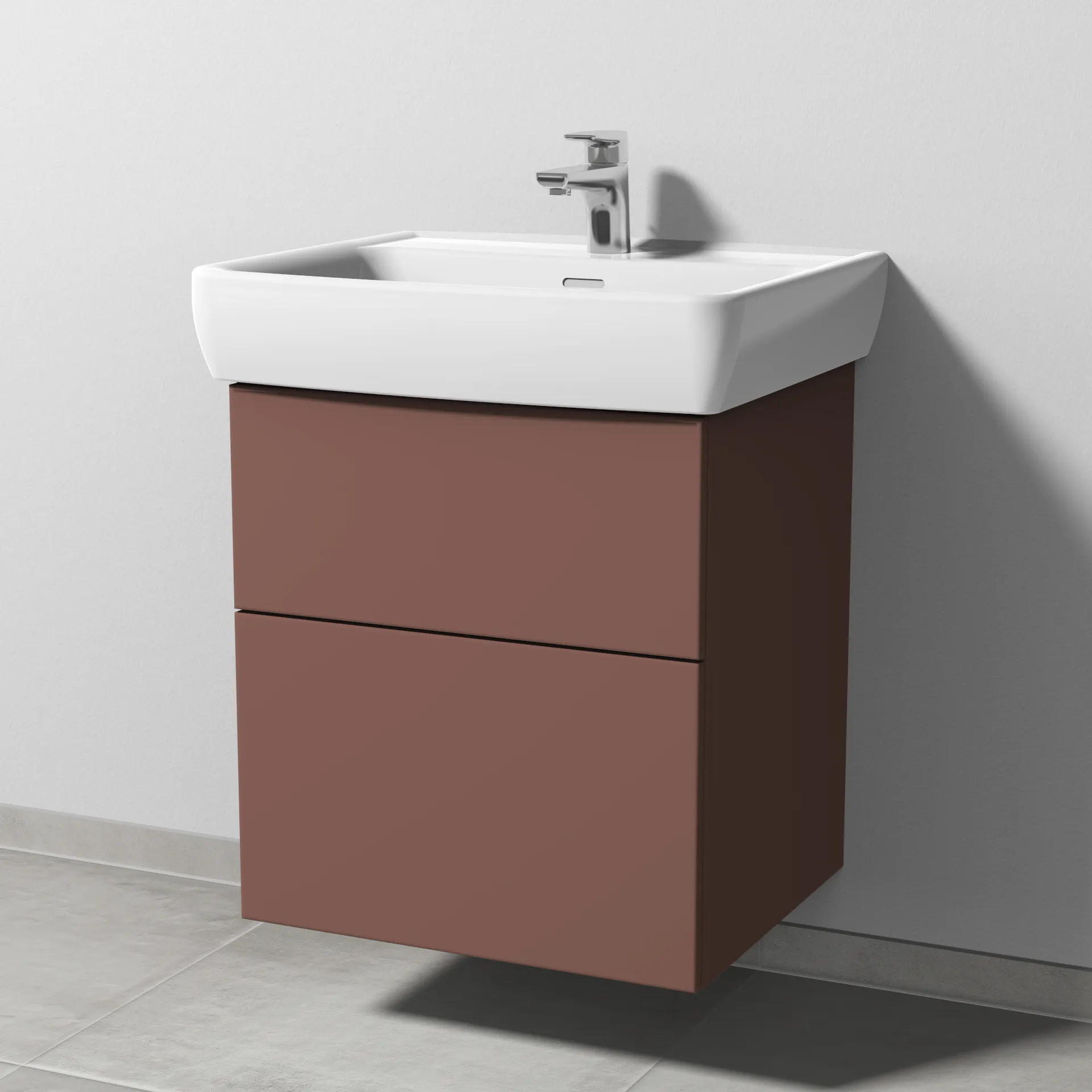 Sanipa Waschtischunterschrank „3way“ passend zu Keramik-Waschtische Pro A von Laufen 525 × 588 × 447 mm in Wine-Red