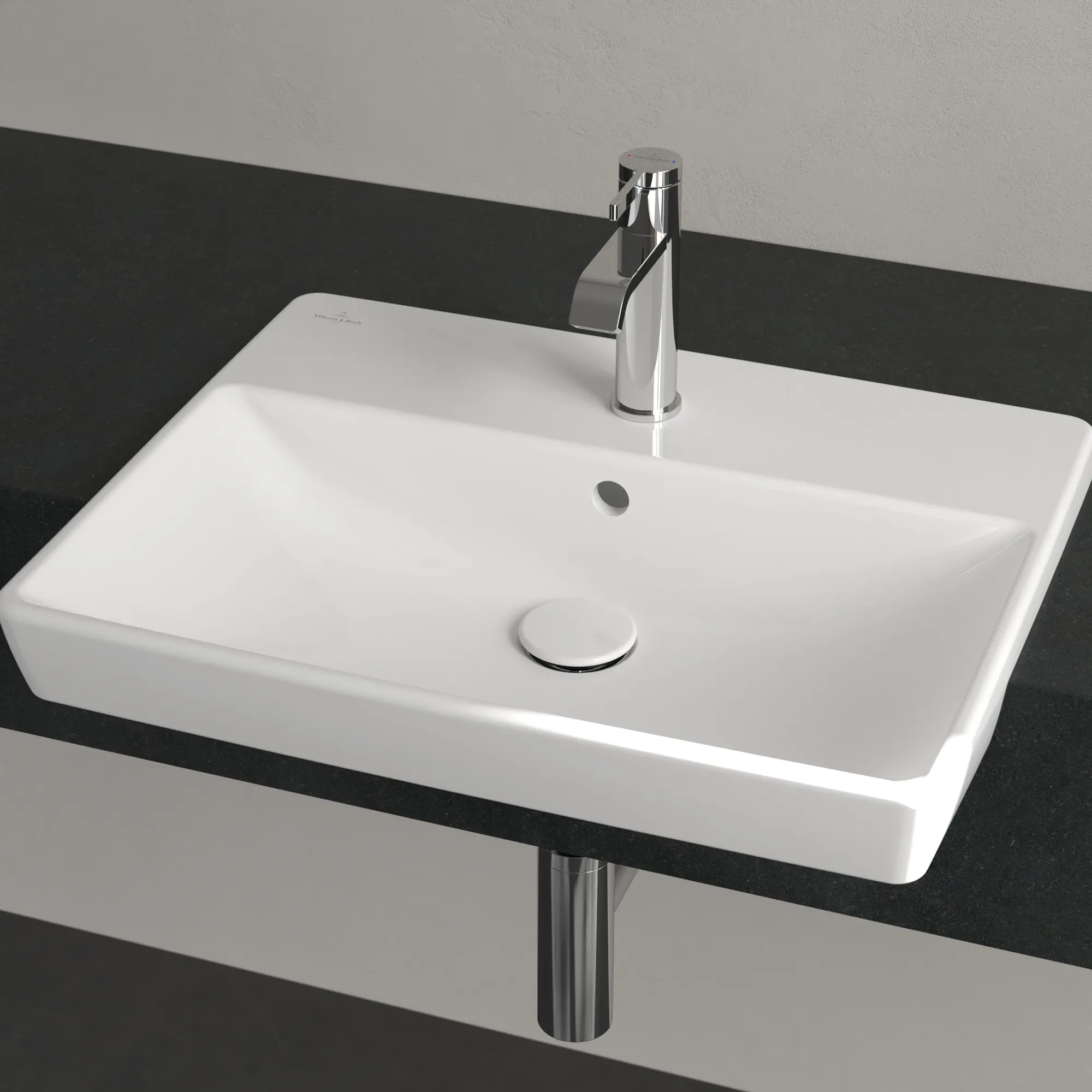 Villeroy & Boch Vorbauwaschbecken „Avento“ 550 × 440 × 145 mm, mit Hahnlochbohrung, Hahnlochposition mittig in Weiß Alpin Villeroy & Boch Vorbauwaschbecken „Avento“ 550 × 440 × 145 mm, mit Hahnlochbohrung, Hahnlochposition mittig in Weiß Alpin