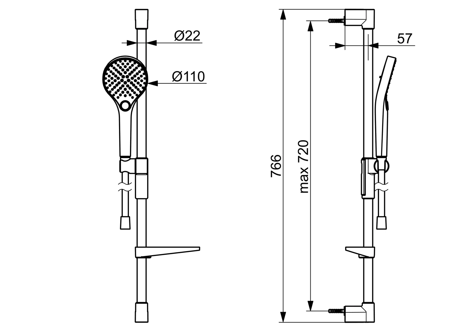 HansaVIVA Wandstangen-Brausenset Hansaviva 2023 4416 3-strahlig Bronze gebürstet
