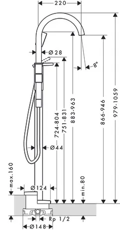 Hansgrohe AXOR One Einhebel-Wannenmischer bodenstehend, Chrom Hansgrohe AXOR One Einhebel-Wannenmischer bodenstehend, Chrom