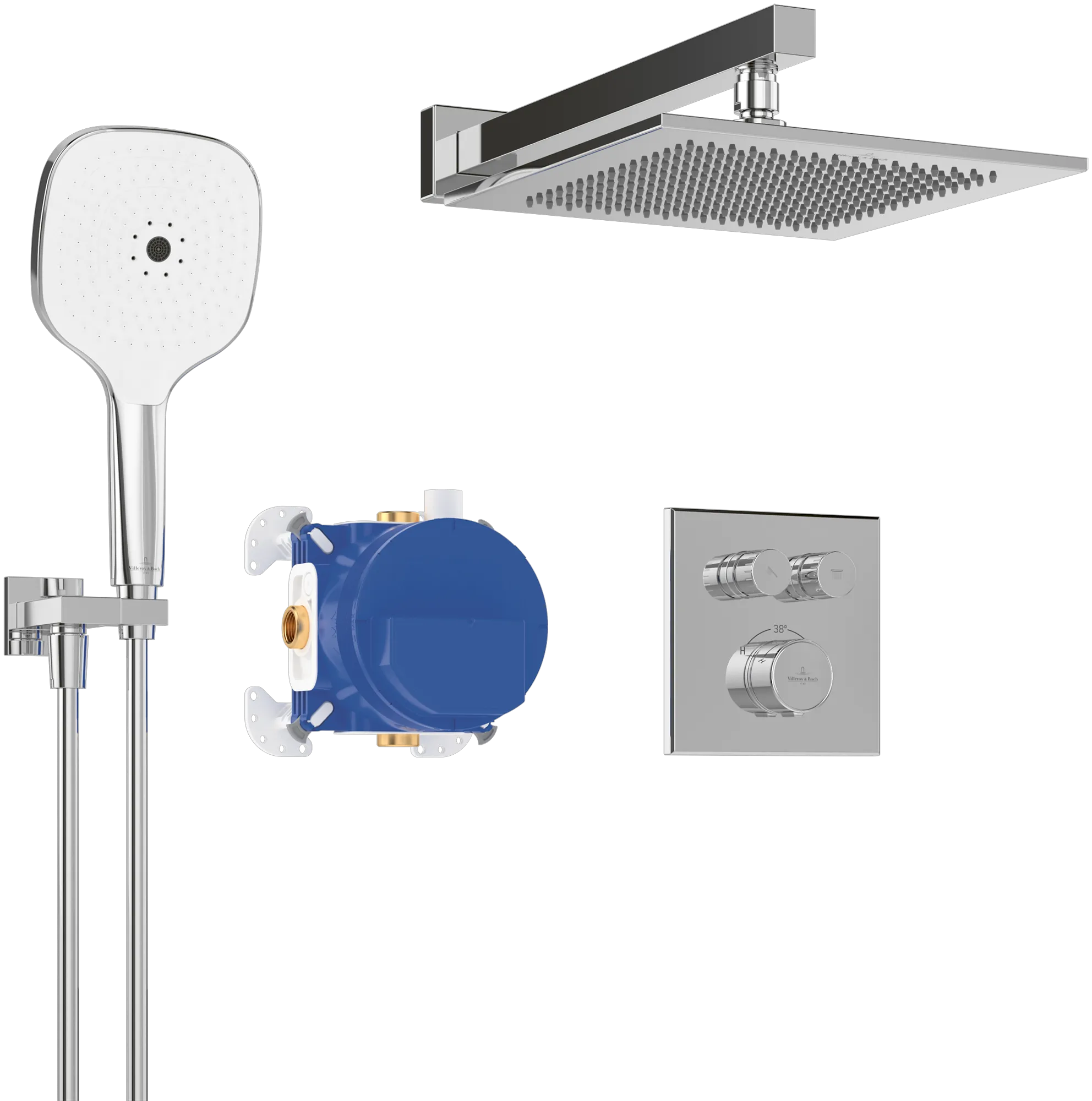 Villeroy & Boch Duschsystem Universal Taps & Fittings, rund, verchromt, Wandmontage, mit Thermostat