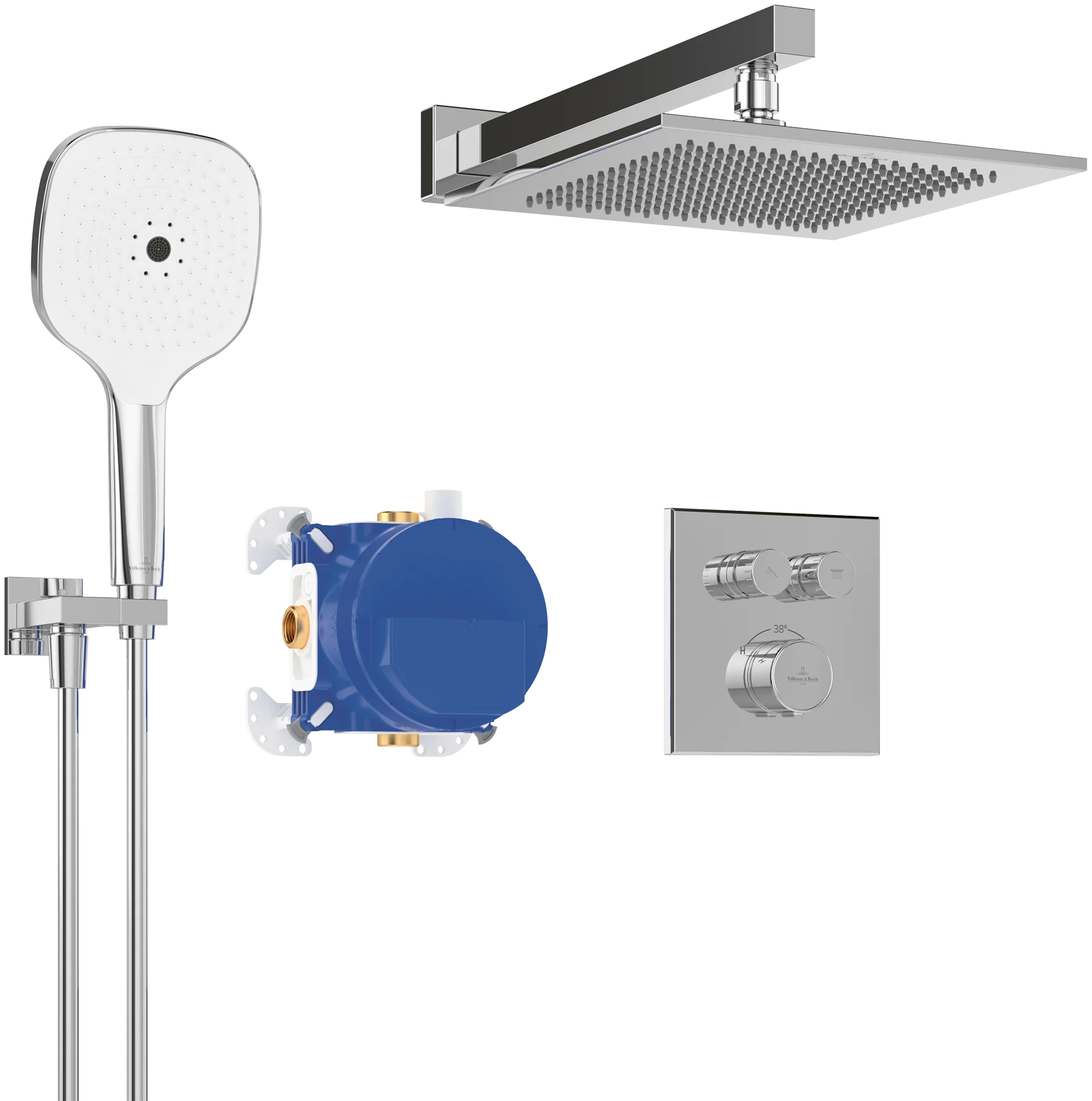 Villeroy & Boch Duschsystem Universal Taps & Fittings, rund, verchromt, Wandmontage, mit Thermostat Villeroy & Boch Duschsystem Universal Taps & Fittings, rund, verchromt, Wandmontage, mit Thermostat