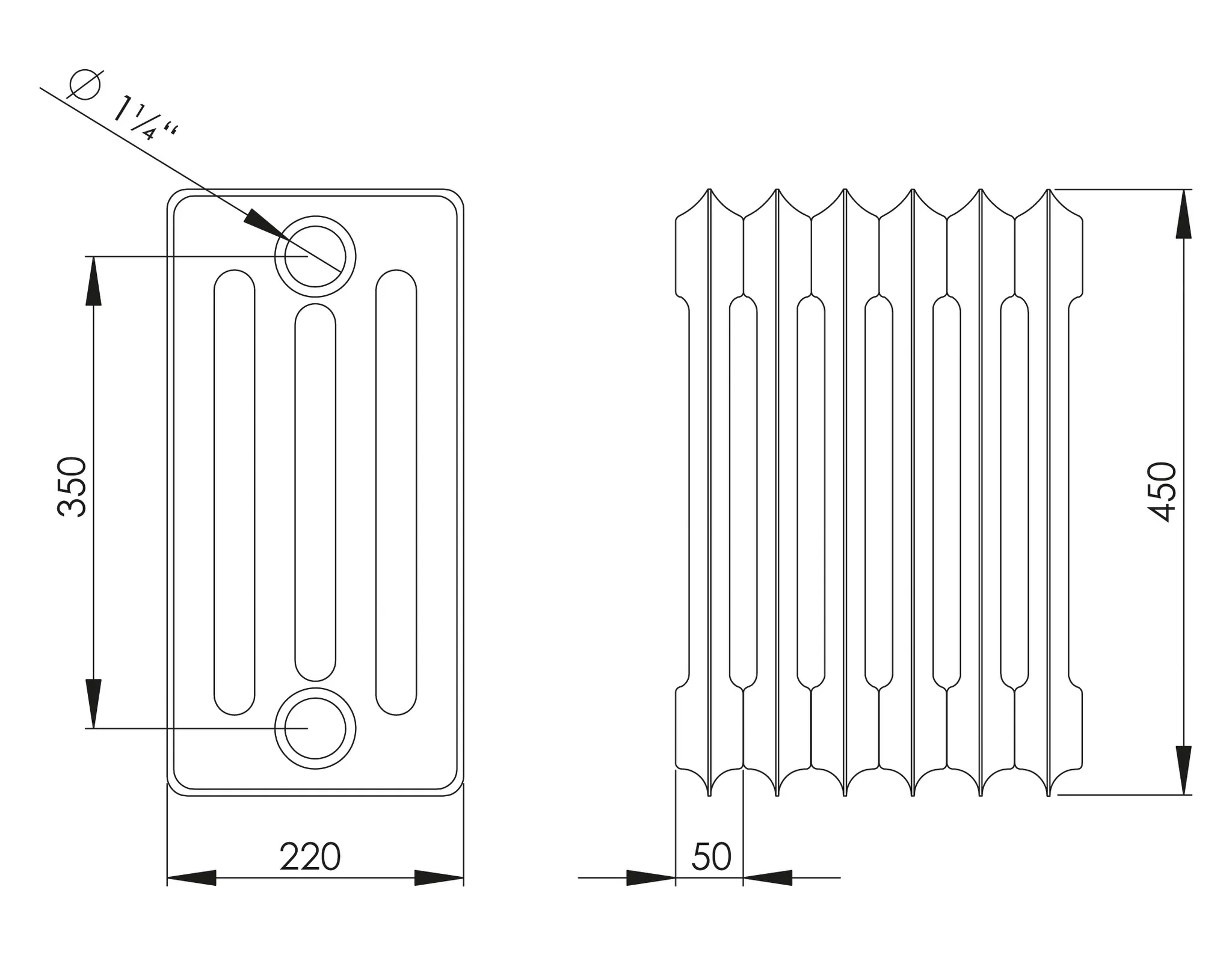 ASW Stahlradiator grundiert 26 Glieder Nabenabstand 350 mm „HG-TEC“ 130 × 45 × 22 cm ASW Stahlradiator grundiert 26 Glieder Nabenabstand 350 mm „HG-TEC“ 130 × 45 × 22 cm
