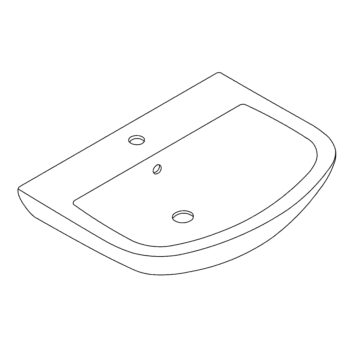 Waschtisch Bau Keramik 39420, wandhängend, 646 x 468 mm, 1 Hahnloch, mit Überlauf, aus Sanitärkeramik, alpinweiß